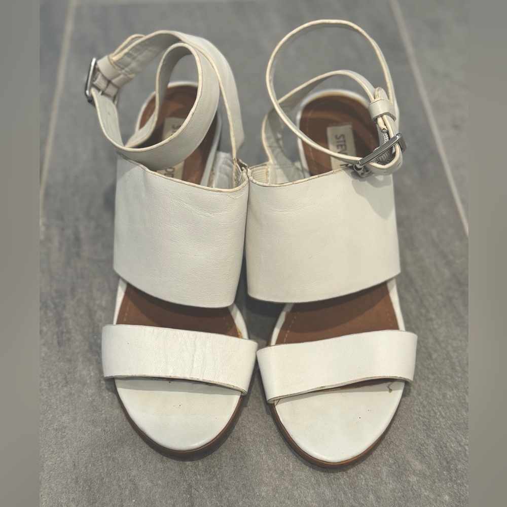 Steve Madden Nolea white leather block sandal